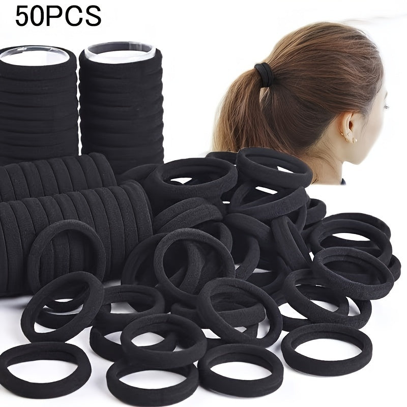 Solid color elastic hair rings in various quantities with anti-slip feature, suitable for daily use and holiday gifts.