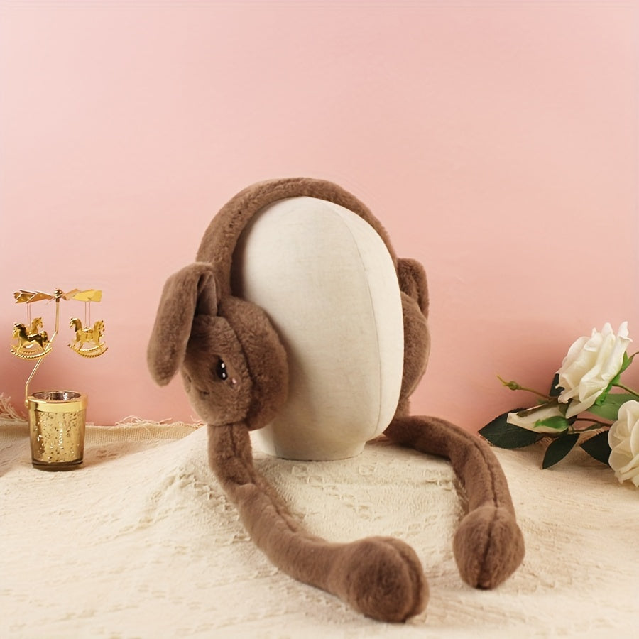 Soft Knitted Bunny Ear Ear Warmers, Stretchable Polyester Ear Muffs with Cartoon Design, Hand Washable for Repeated Use, Cozy Ear Protection