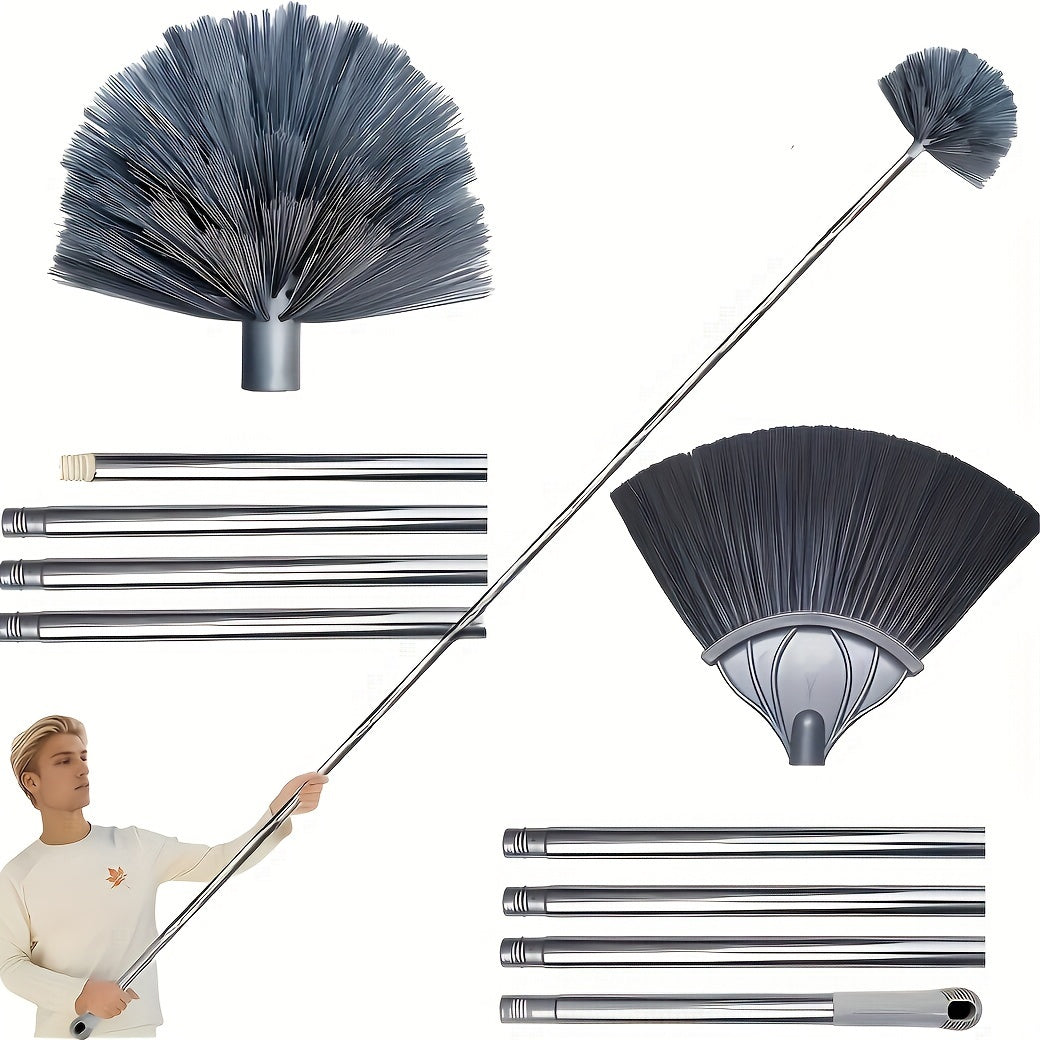 Get a 2-in-1 window cleaning brush set that comes with an extendable 317cm stainless steel pole. This set is perfect for reaching high ceilings and can be used indoors or outdoors. It is great for cleaning spider webs and blinds, and best of all, no