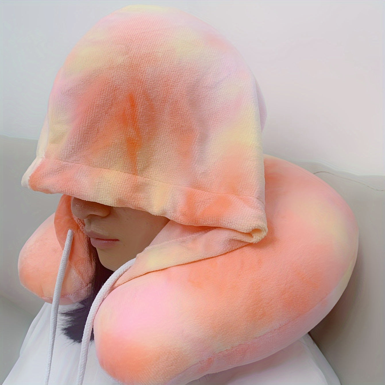 Travel in comfort with this versatile 1pc Particle Hooded U-shaped Neck Pillow, perfect for napping on airplanes.