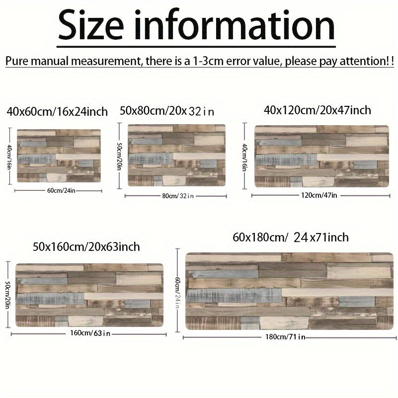 Противоскользящий кухонный коврик в ретро-стиле с древесным рисунком, впитывает воду, снижает усталость и предотвращает пятна. Идеально подходит для различных внутренних помещений.