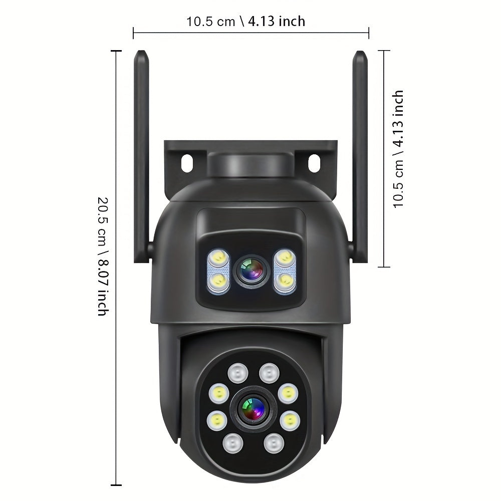 8MP Dual Camera WIFI Surveillance with Two-Way Audio, Motion Tracking, Night Vision - Indoor/Outdoor Security Monitoring with Memory Card Support