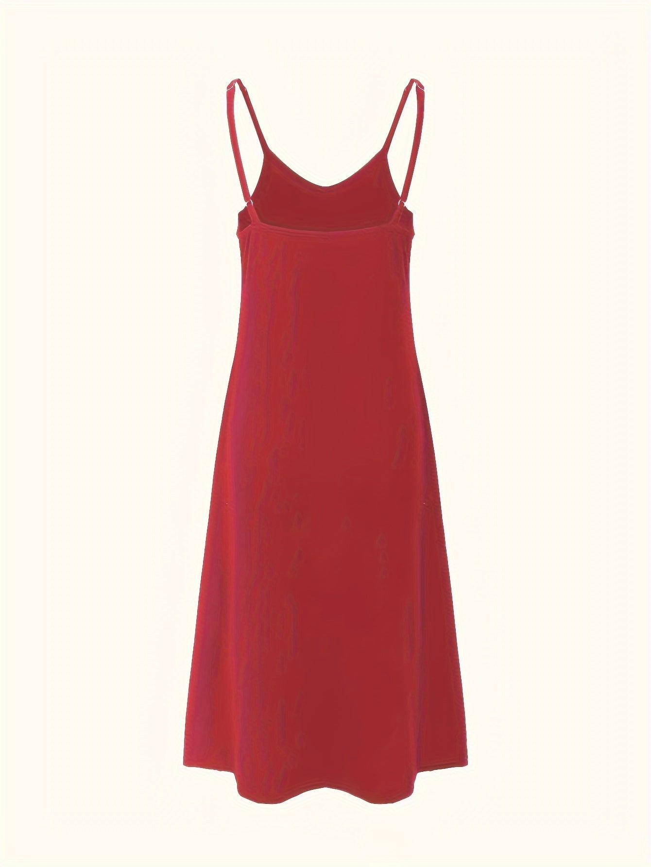 Sleeveless shoulder-baring lounge dress for women, with adjustable straps and flowing skirt. Made of comfortable knit polyester fabric, machine washable.