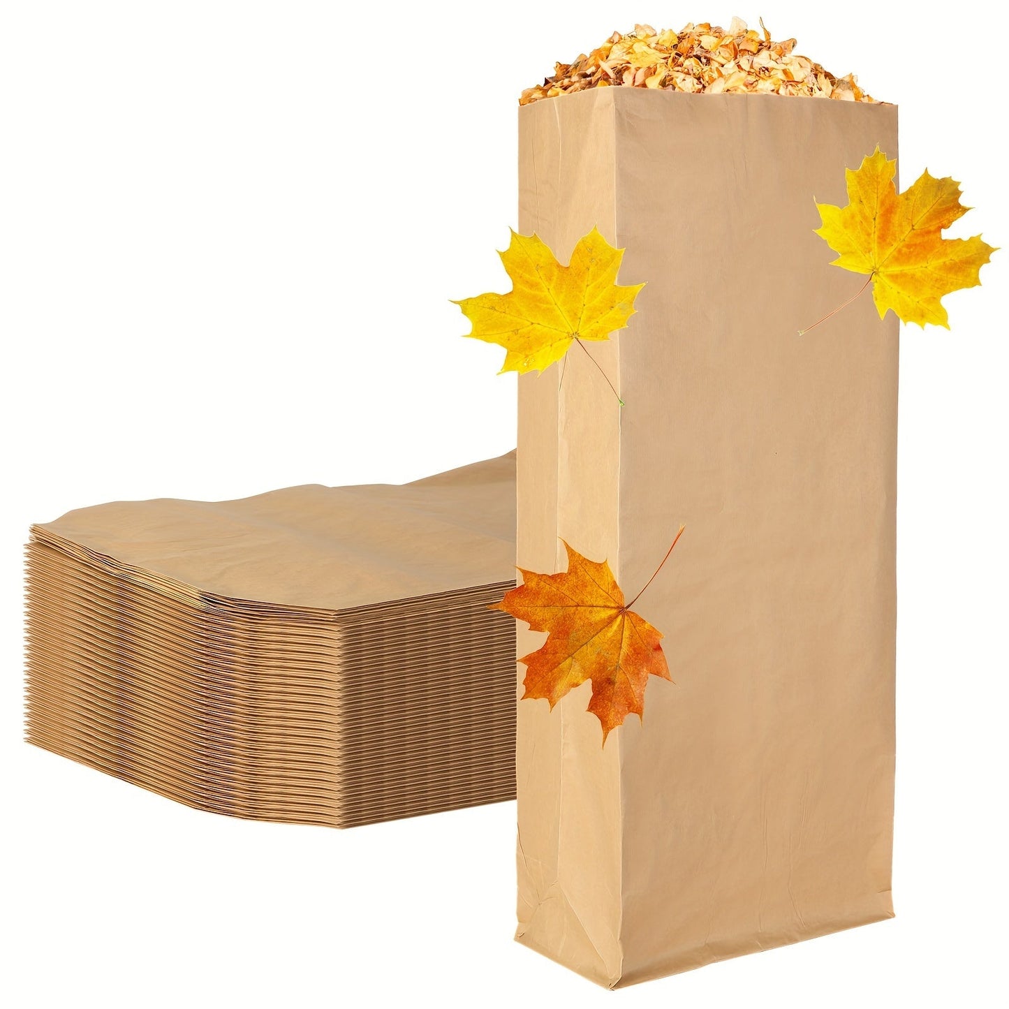 Pack of 24 Heavy-Duty Kraft Paper Yard Waste Bags, 90.85 L Capacity, Disposable and Perfect for Yard Maintenance, Gardening, and Recycling. Suitable for Indoor and Outdoor Usage in Living Rooms, Bedrooms, Kitchens, and Gardens.