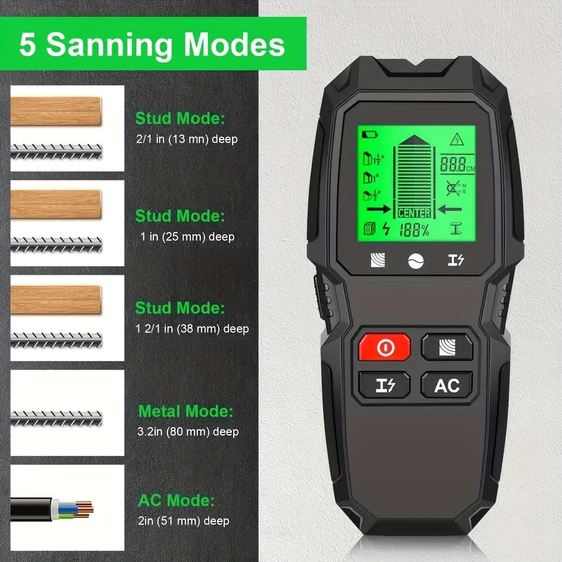 HW-QB6 5-in-1 Wall Scanner detects studs, metal, and live wires.