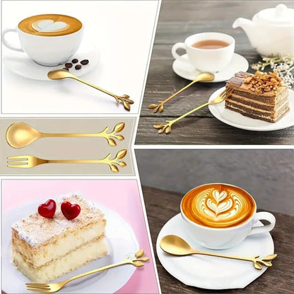 Stylish Set of Stainless Steel Leaf Spoons, 11.99 cm, Perfect for Coffee, Tea, Desserts, Appetizers, Weddings, Parties, and More. A Long-Lasting Kitchen Necessity with a Beautiful Mirror Finish.