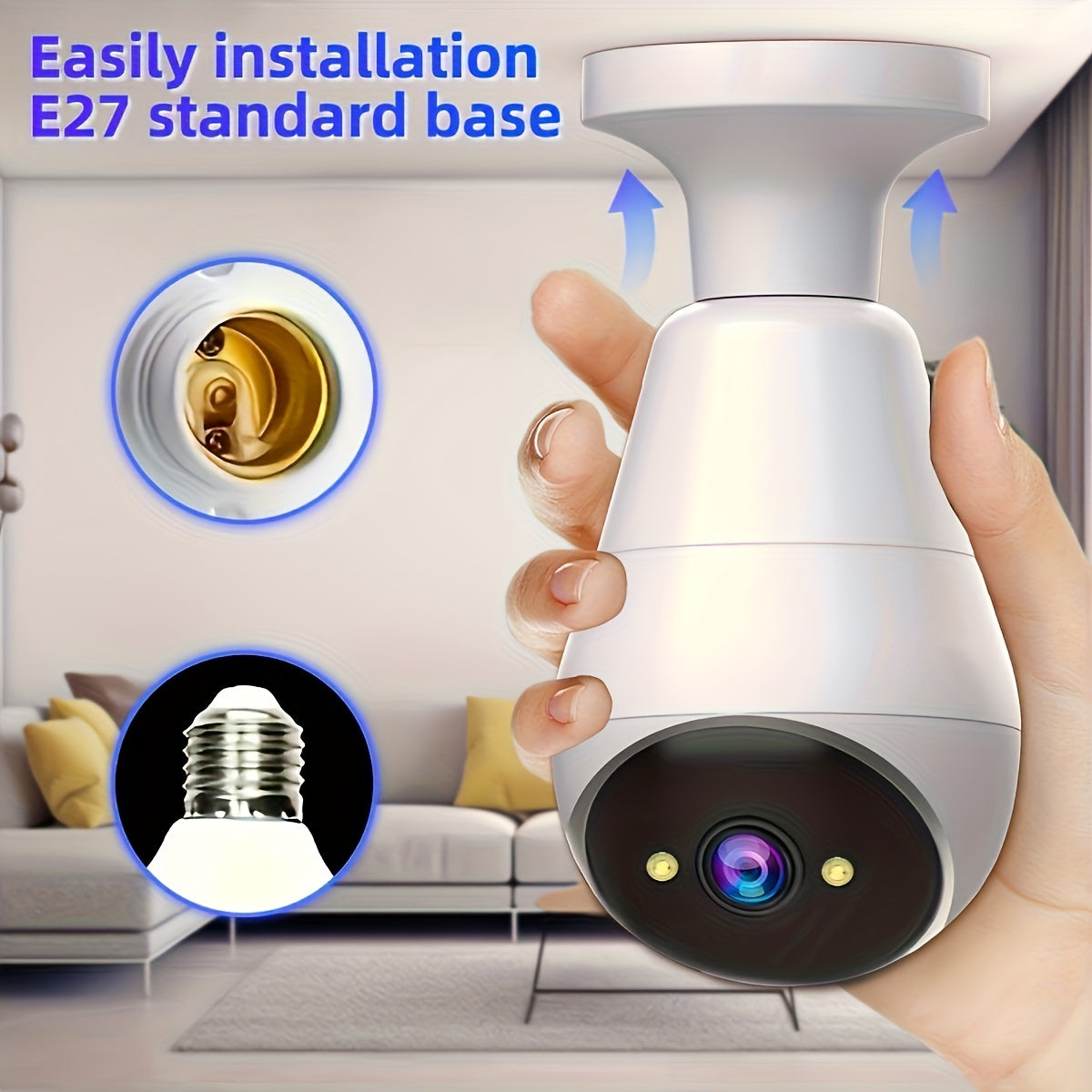 Introducing the JOOAN Smart HD WiFi Camera featuring Built-in Light - 3MP E27 Bulb, Day & Night Full Color, Audio Alarm for Nursery/Street/Garage, Home, Perfect for Any Situation