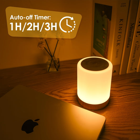 Touch night light with dimmable LED, USB charging, multi-color mode, timer, and portable design for bedrooms, living rooms, and camping. Perfect as a desktop or bedside light, bedroom desk light, and color-changing accent.