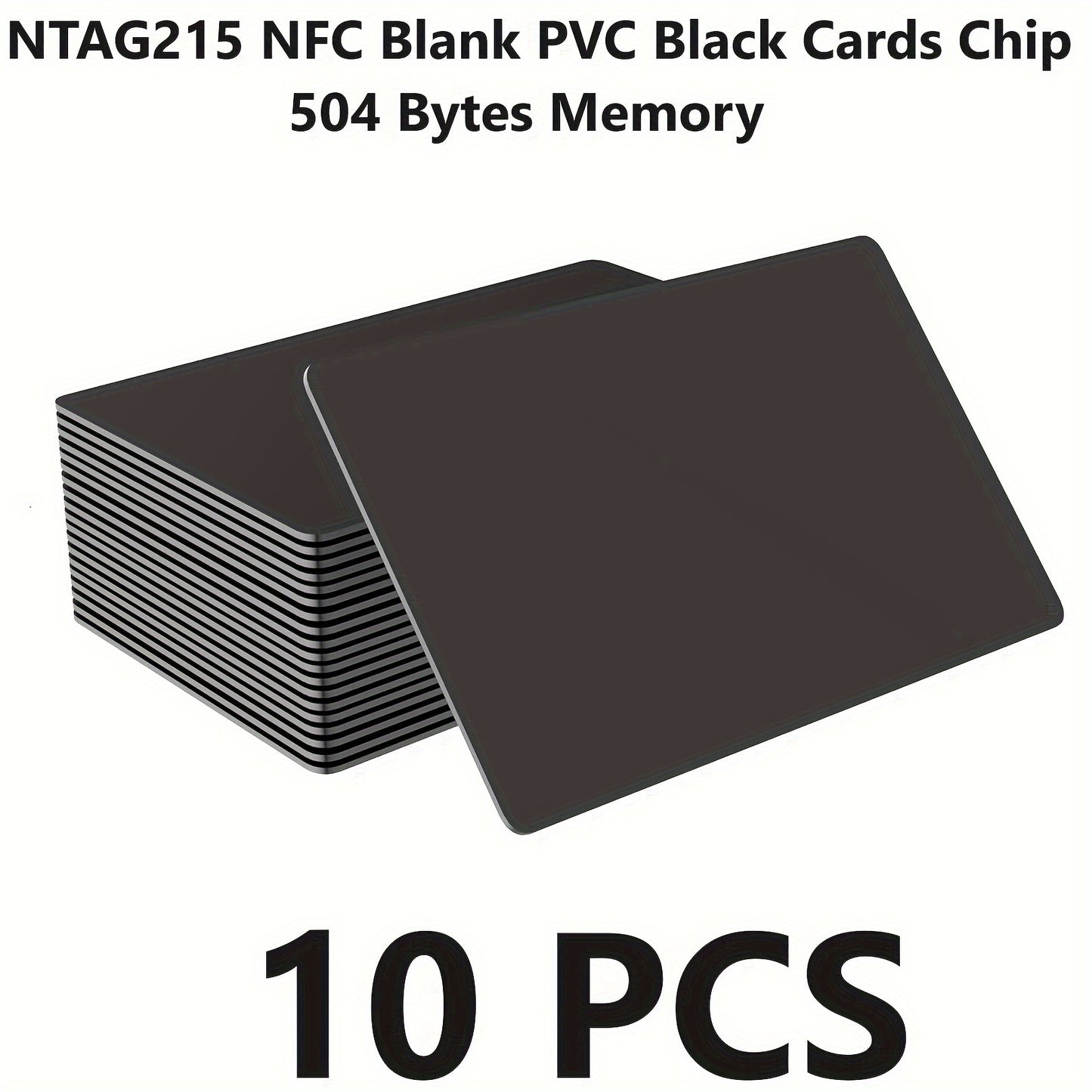 NTAG215 NFC blank PVC black cards with 504 bytes memory and programmable chip-compatible with all NFC-enabled smartphones.