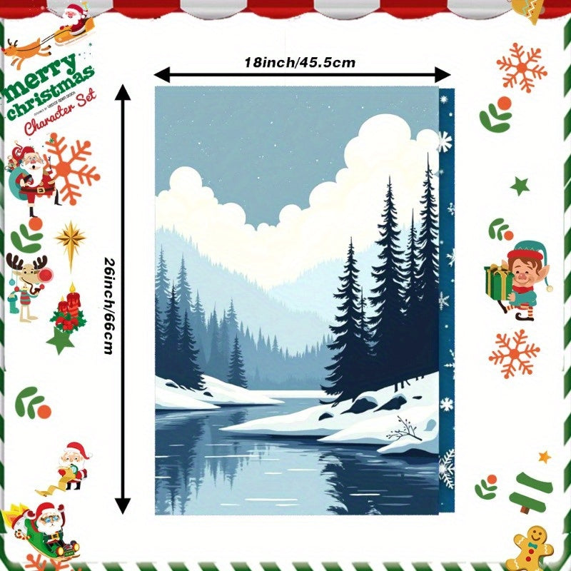 Kitchen Towels Set of 2, each measuring 18 by 66.04 cm, featuring a festive Christmas and Winter design. Model JFKGV.