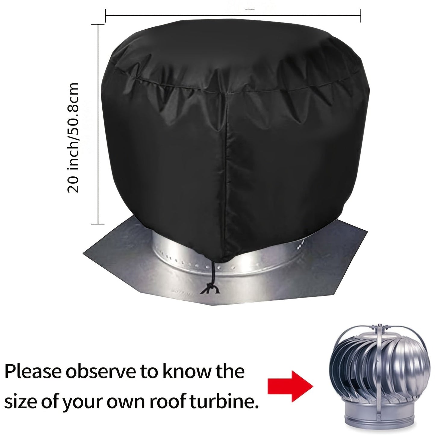 Durable Set of 2 Black Roof Turbine Vent Covers with Drawstring for a Tight Fit and Protection Against Wind