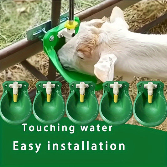 Small animal feeder for goats, with options for 1pc, 3pcs, or 5pcs. Automatic drinking water device for raising sheep, with an aquatic bowl and drinking water tank.