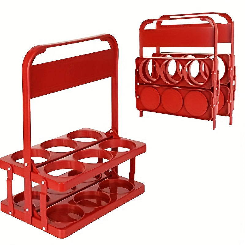 Portable collapsible plastic beer carrier for 6 bottles, ideal for bars, picnics, restaurants, and catering.