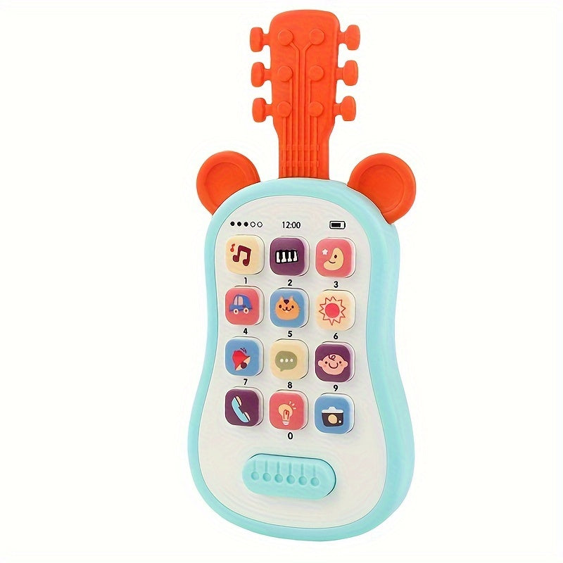 Kids Guitar-Shaped Phone Toy with Lights, Music, and Safe Voltage ≤36V - Battery Operated (Batteries Not Included) - Available in Blue, Pink, or Purple - Made of Plastic