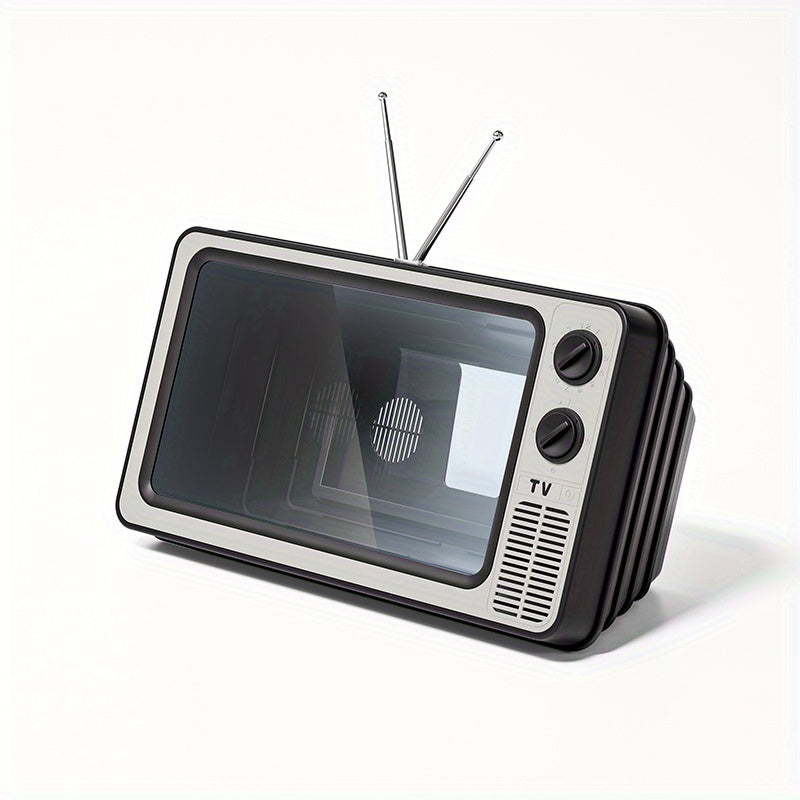 Vintage TV-shaped 30.48 cm phone screen amplifier magnifies 3D movies, videos, and games. Compatible with all smartphones.