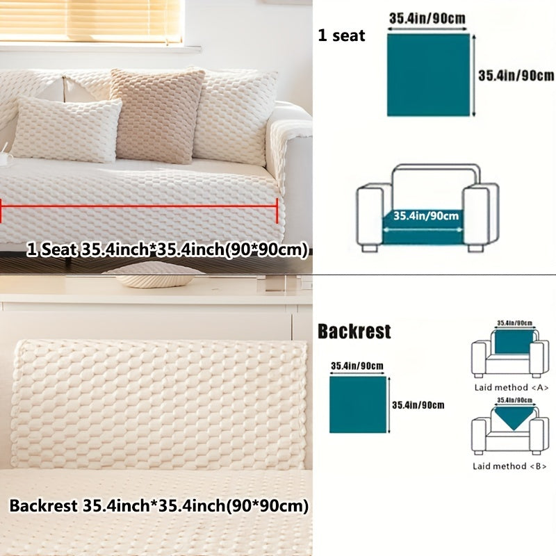 Modern sofa slipcover is stylish and pet-friendly, non-slip for all seasons, fits single to four-seater sofas, machine washable, includes square cushion, backrest, and armrest.