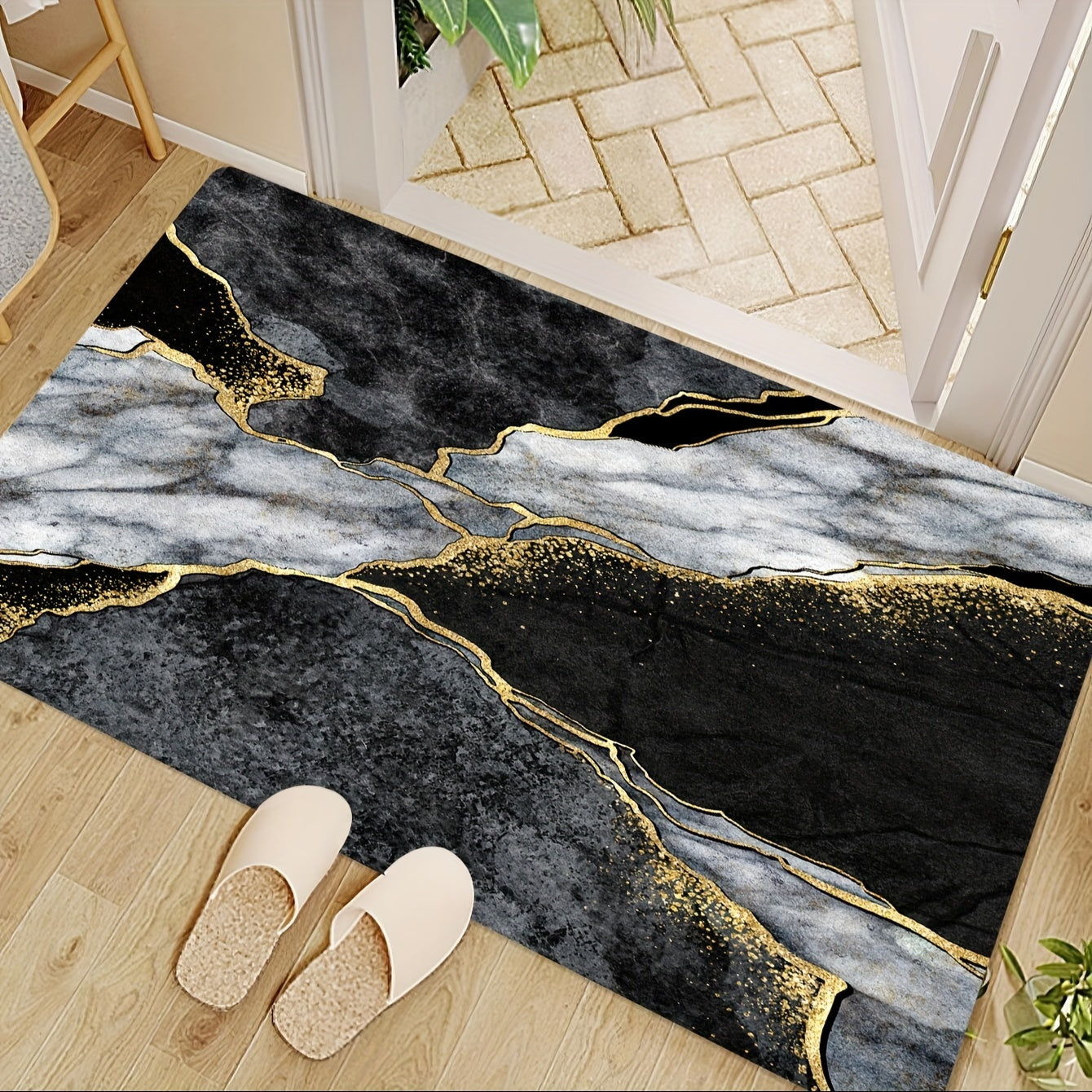 Marble Pattern Rug - 1 Piece, Non-slip and Absorbent, Stain-proof and Waterproof, Ideal for Living Room, Kitchen, Bedroom, Home Decor