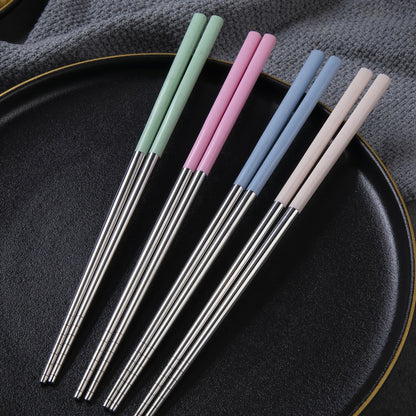 4 Pairs of Stainless Steel Reusable Non-slip Chopsticks, Dishwasher Safe, Gift