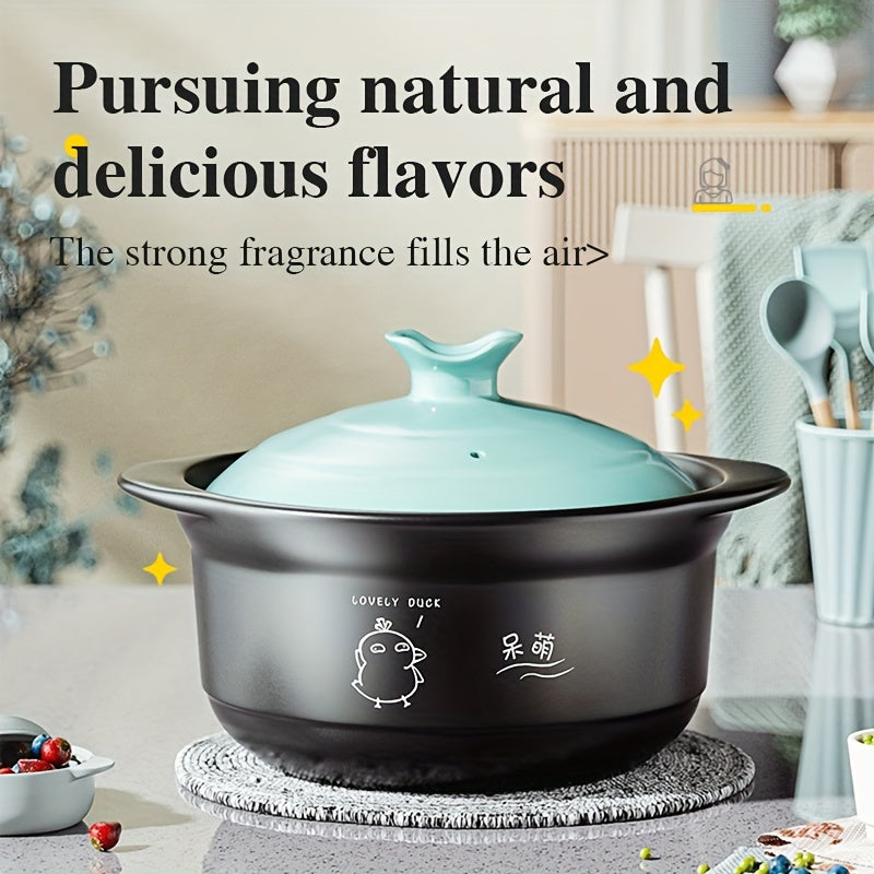 This ceramic stew pot with a matching lid and casserole dish is expertly crafted for high temperature and heat resistance, making it the ideal choice for domestic gas heating. Perfect for use in kitchens, at parties, or in the comfort of your own home.