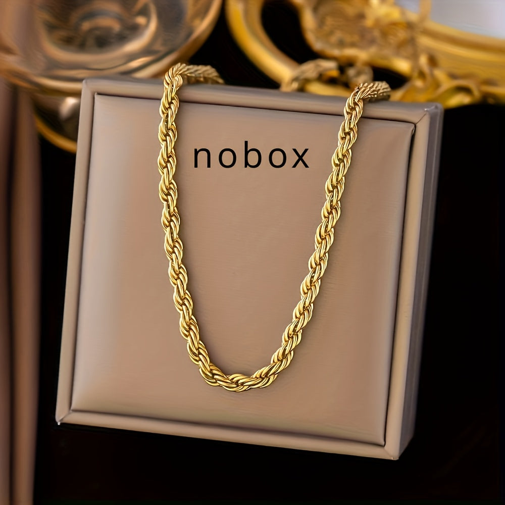 Retro and fashionable, this elegant two-piece set features a gold-plated stainless steel necklace and bracelet. Its simple design makes it a versatile accessory suitable for women, couples, or anyone looking to add a touch of glamour to their street