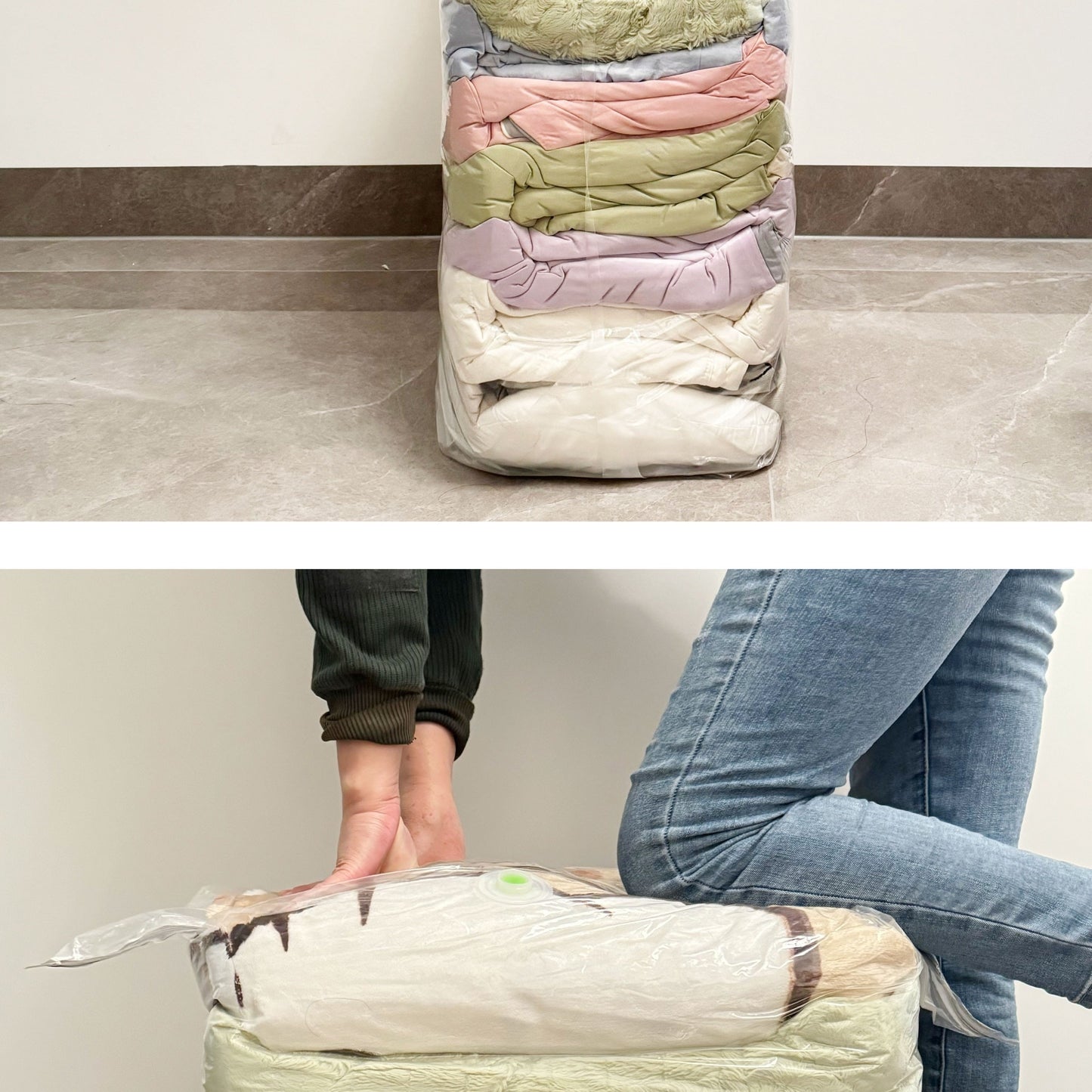 Reduce clutter with the Extra Large 3D Vacuum Storage Bag - Store Comforters, Blankets, Bedding, Clothes, Quilts, Duvets & More Efficiently. Perfect Gift for Christmas, Halloween, Thanksgiving Day. Free up to 80% of Space!