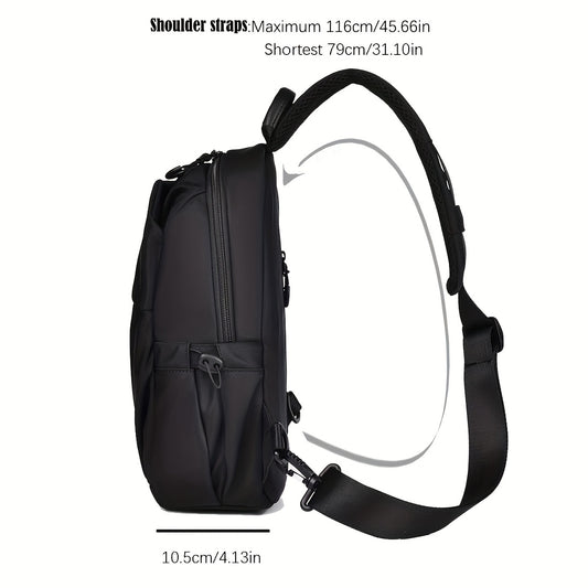 Waterproof nylon crossbody bag for men with multiple pockets, ideal for outdoor sports like cycling and hiking.