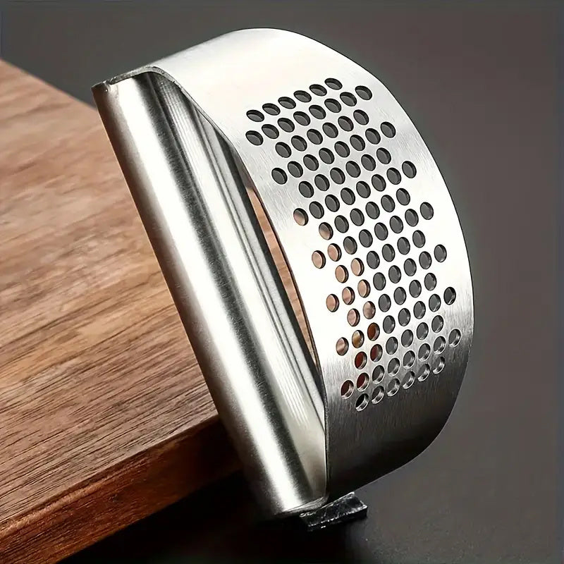 Easy-Clean Swing-Style Stainless Steel Garlic Press for Kitchen Use