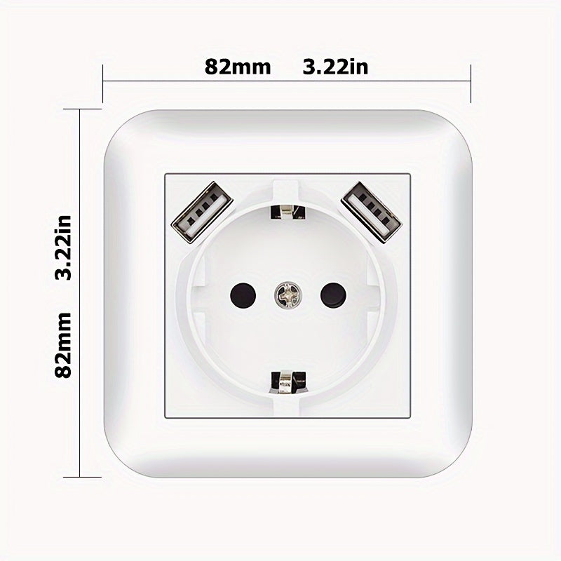 EU Standard 16A Wall Power Socket with USB Port, Type-C, and Flame Retardant Panel in Black/White/Grey - Ideal for Home Appliances, Rounded Edge Design.