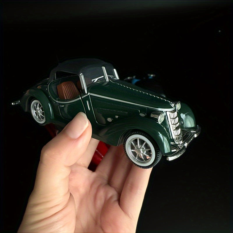 Durable aluminum alloy 1:32 scale classic car replica, perfect for gifting. Great for desk or home decor.