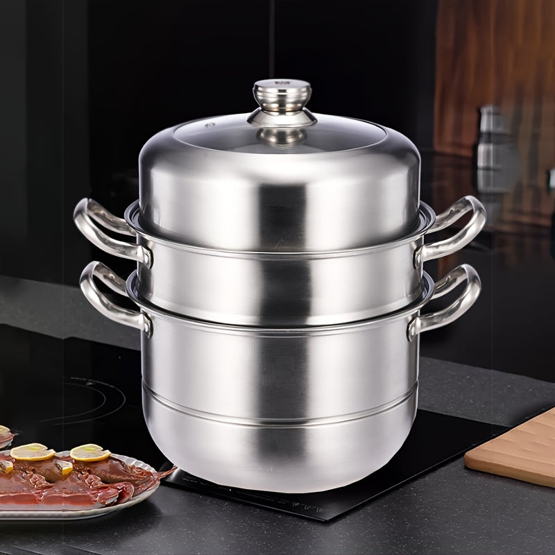 Stainless Steel Cookware Set - 10 Quart Capacity for Boiling & Steaming, Ideal for Home Kitchens & Gift Giving