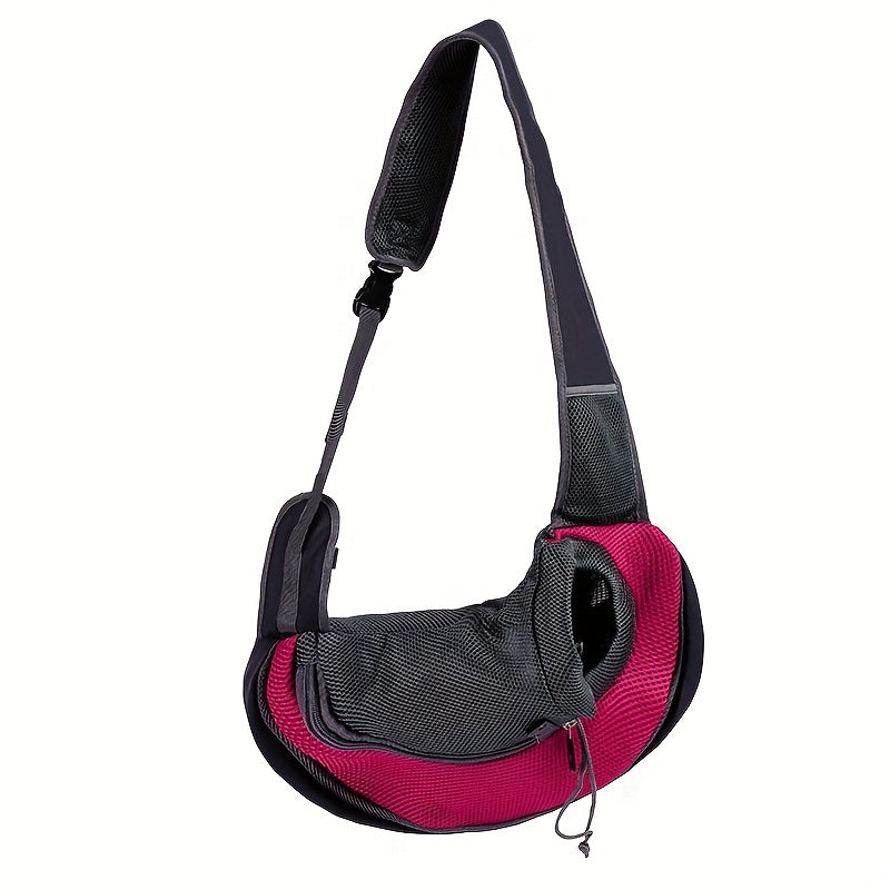 Zippered dog sling carrier for travel with breathable mesh, perfect for outdoor adventures with your puppy or cat.