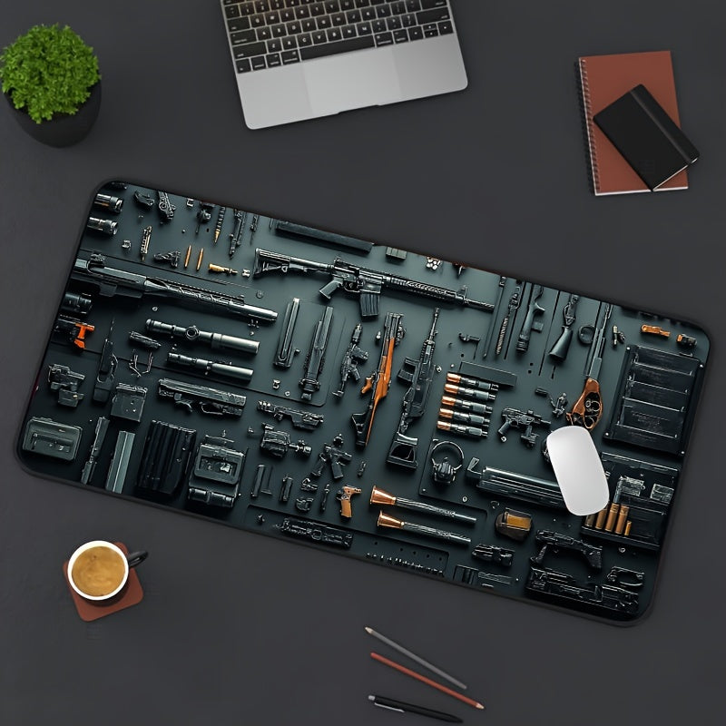 Desktop flat equipment pattern mouse pad, waterproof, non-slip rubber base, high-quality cloth surface, precise control, stable and comfortable, full coverage stitched edges, suitable for