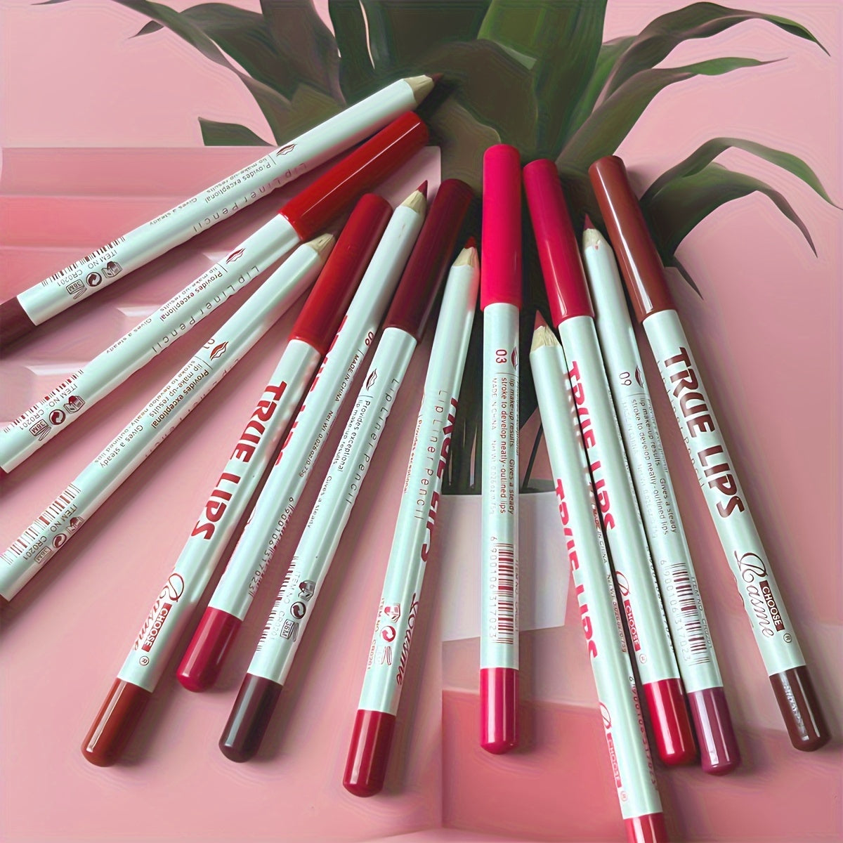 12pc Matte Lip Liner Pencil Set - Long-lasting, glide easily, in natural red tones, suitable for all skin types.