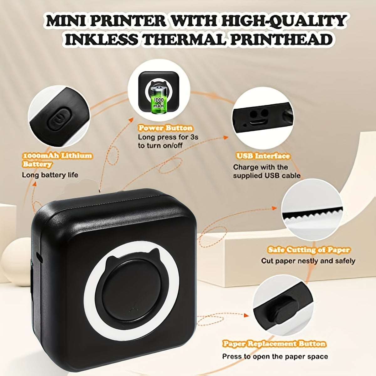 Mini thermal sticker printer for creating stickers, pocket-sized and wireless, perfect for anatomy flashcards, journals, photos, notes, and gifts.