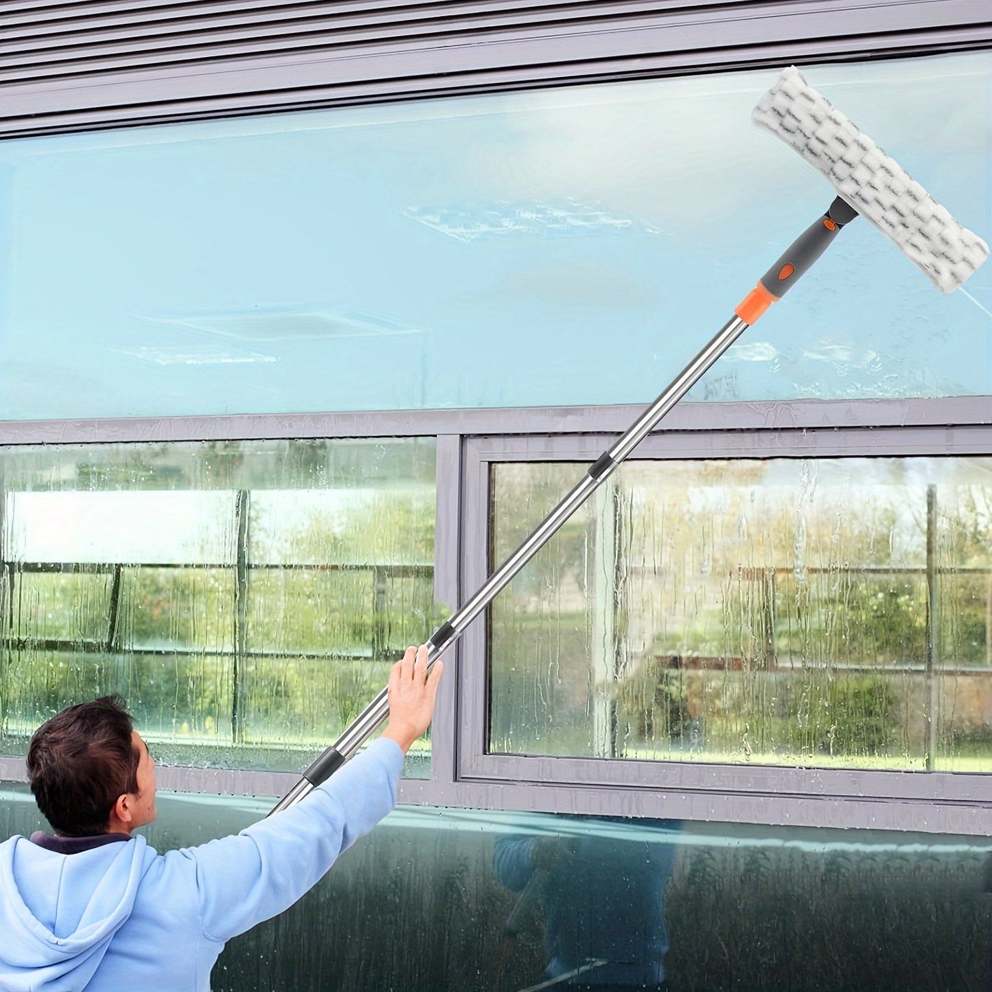 Extendable Window Cleaning Set with Squeegee and Pads for Glass and Outdoor Surfaces - Cleaning Supplies and Tool