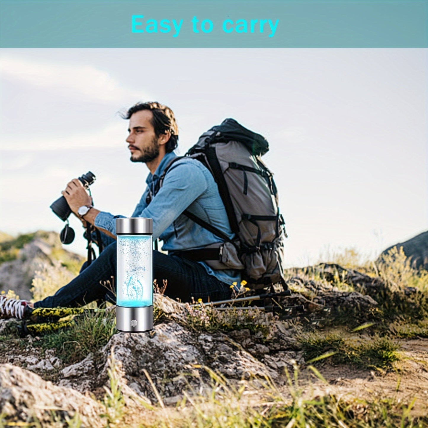 Take your hydrogen water on-the-go with this portable, rechargeable hydrogen-rich water glass health cup. Perfect for home and travel, this hydrogen water bottle, ionizer, and generator provides you with the ultimate hydration solution.