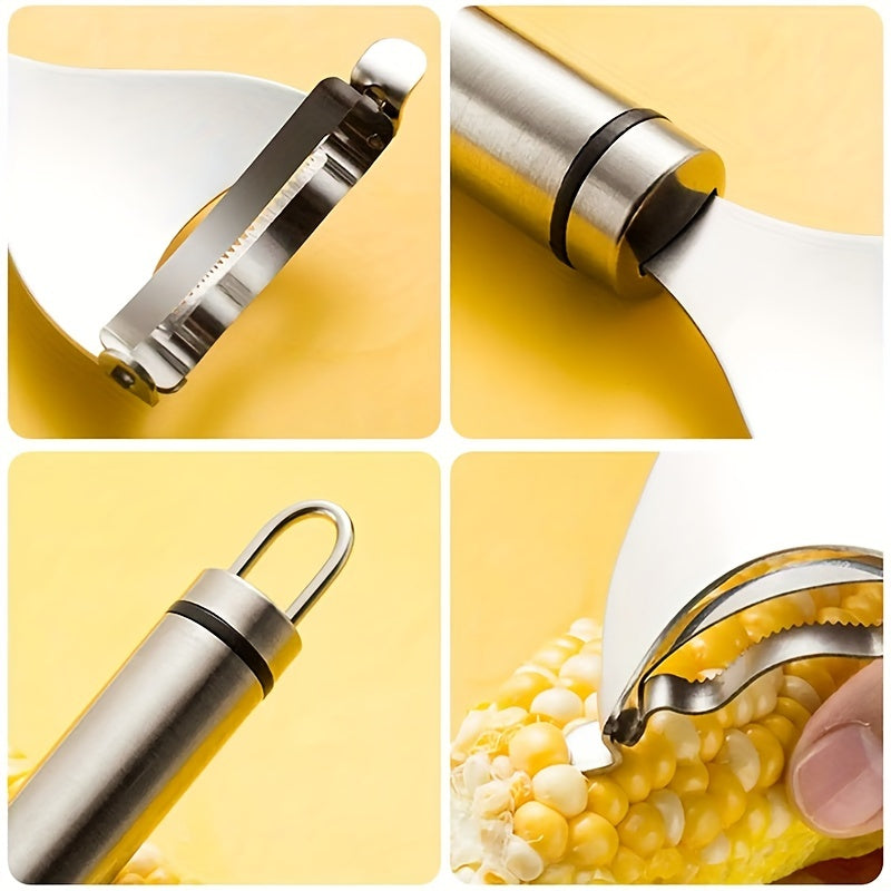 Corn Stripper made of Stainless Steel - User-Friendly Manual Cob Peeler for Household Kitchens, Ideal for BBQs & Outdoor Picnics