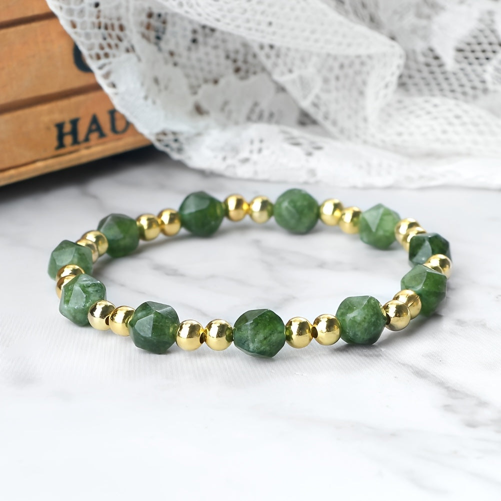 Beautiful Nautical Inspired Natural Aventurine & Dongling Stone Beaded Bracelet, 8mm - Ideal Healing Meditation Jewelry for Women. Great for Everyday Wear or as a Valentine's Day Gift. Versatile Accessory for All Seasons.