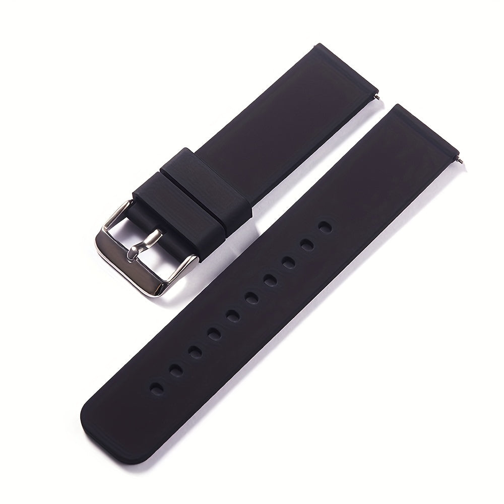 This silicone strap watch band comes in various sizes and is suitable for both women and men. The polished buckle and waterproof design make it perfect for sports activities. This strap makes an excellent gift option.