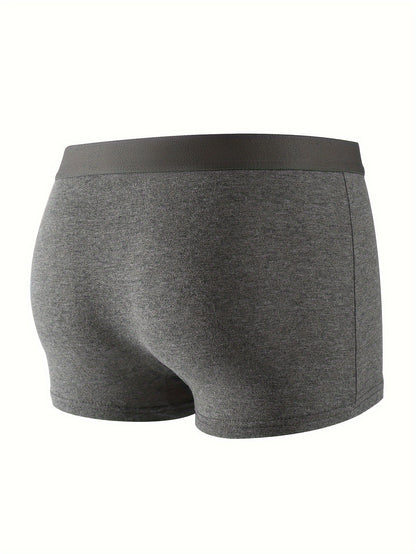 Men's trendy underwear with letter print, breathable, comfy, stretchy boxer briefs (4 pcs).