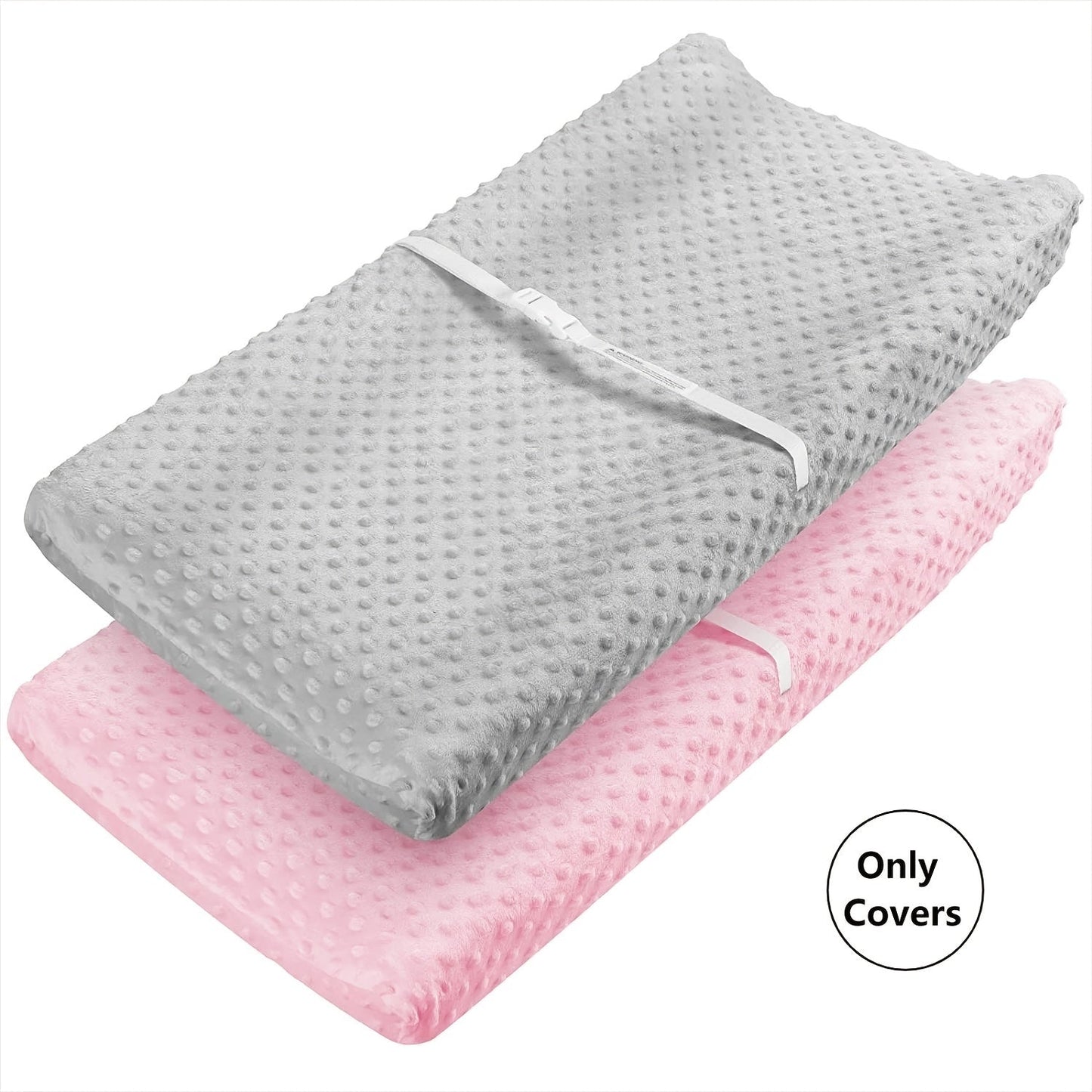 Changing Pad Cover 2pcs/pack - Soft Minky Dots Plush, Breathable, and Wipeable Changing Table Sheets. Ideal for Baby Boys and Baby Girls.