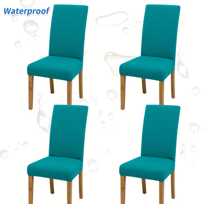 4-6pcs Stretch Milk Fiber Chair Covers with Water-Resistant Elastic Bands, Machine Washable, 92% Polyester 8% Spandex Fabric, 140-160g Weight. Ideal for Home and Restaurant Decoration.