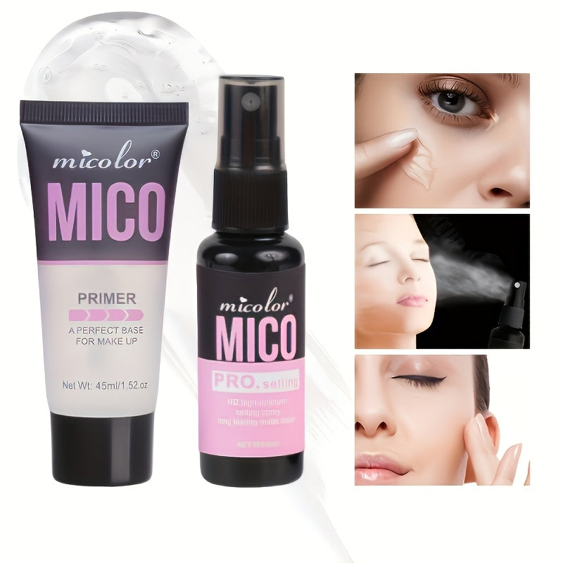 4pcs Mico Primer & Setting Spray Set - Creamy Texture in White Shades - Perfect Valentine's Gift for Flawless Skin