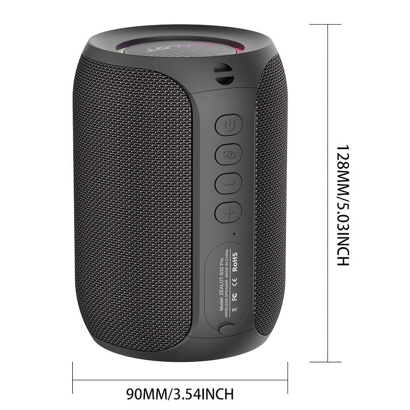 Zealot S32 Pro 15W Wireless Speakers with Outdoor Portable Subwoofer, Dual Pairing, 3600mAh Battery, 12 Hours Playtime, Booming Bass. Includes Charging Cable And Aux Cable.