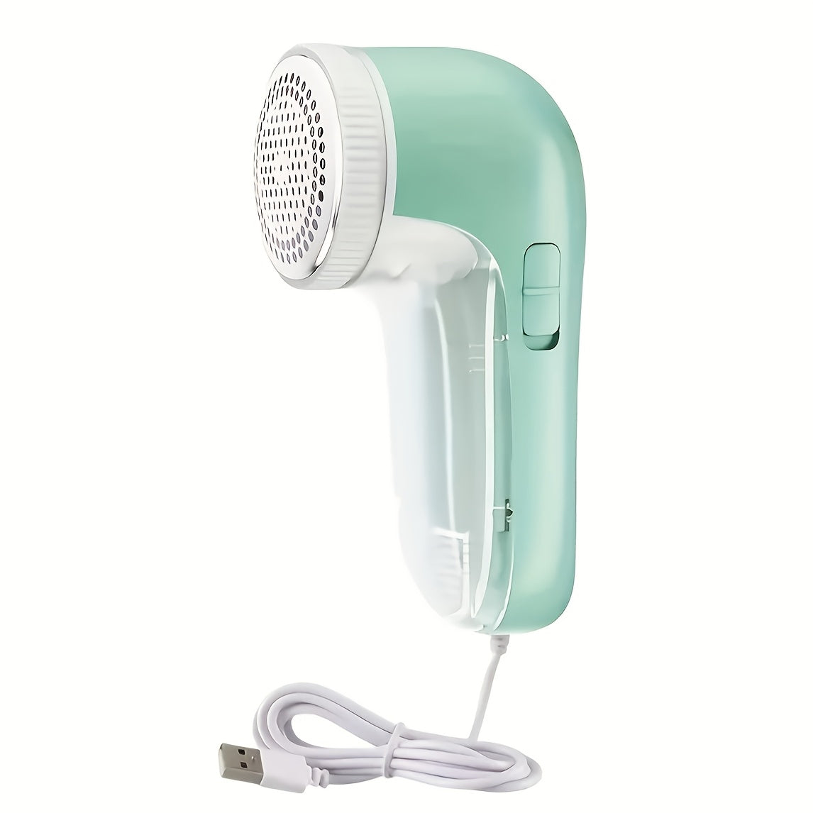 USB-powered fabric shaver for clothes/sofa/blanket, no charging needed, 3-blade fuzz trimmer in green & pink, perfect gift for anyone