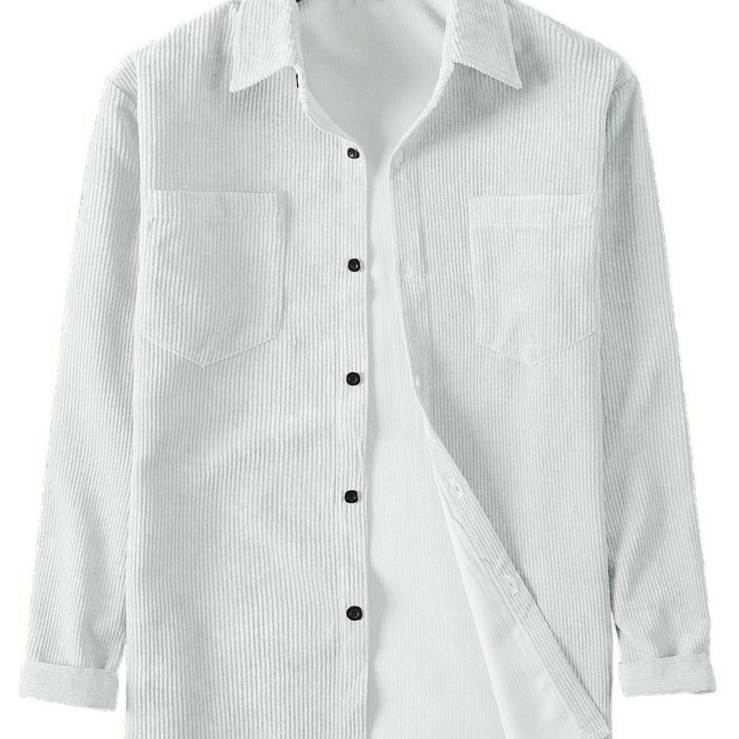 Casual men's corduroy shirt with double pockets for spring and autumn.