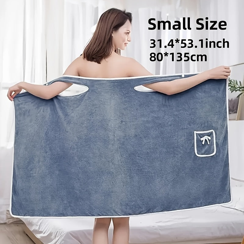 Wearable bath towel for adults, thick and quick-drying with a bow, soft and skin-friendly.