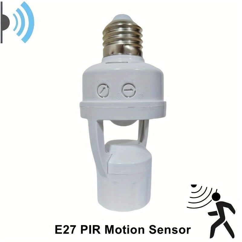 1pc E27 Motion Sensor Light Bulb Holder, Automatic Switch Control, Energy-Saving, Edison Base, 85V-265V, No Battery Needed, Perfect for Home, Office, Garage, Storage Rooms.