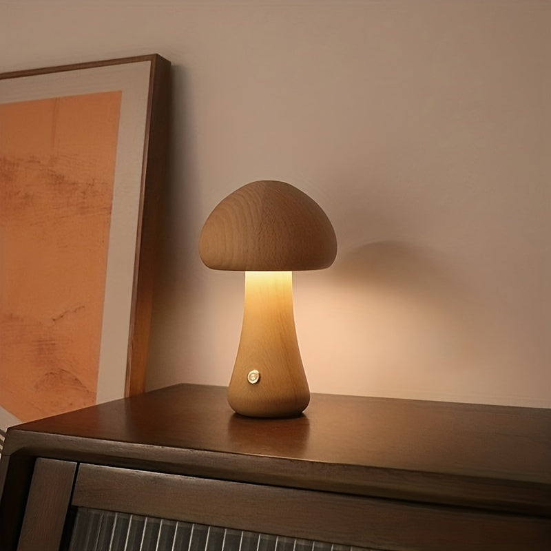 Modern Mushroom LED night lamp with brightness Adjustable touch switch, USB powered.