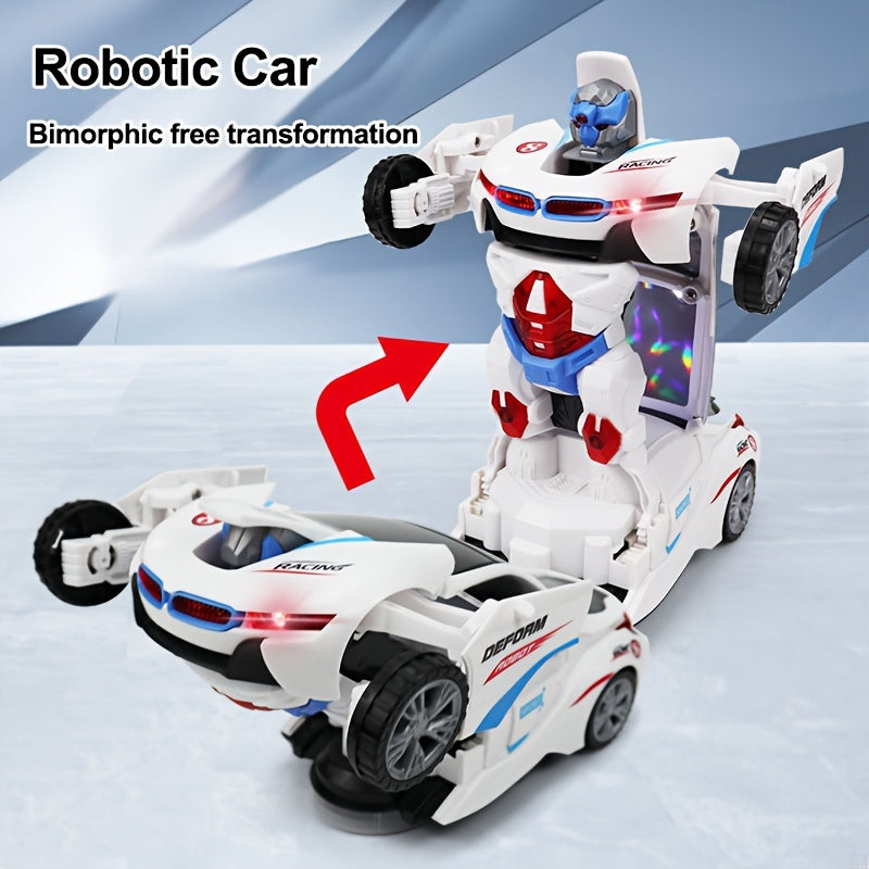 Electric toy for kids aged 3-6: Police Car Robot that transforms with lights and sounds